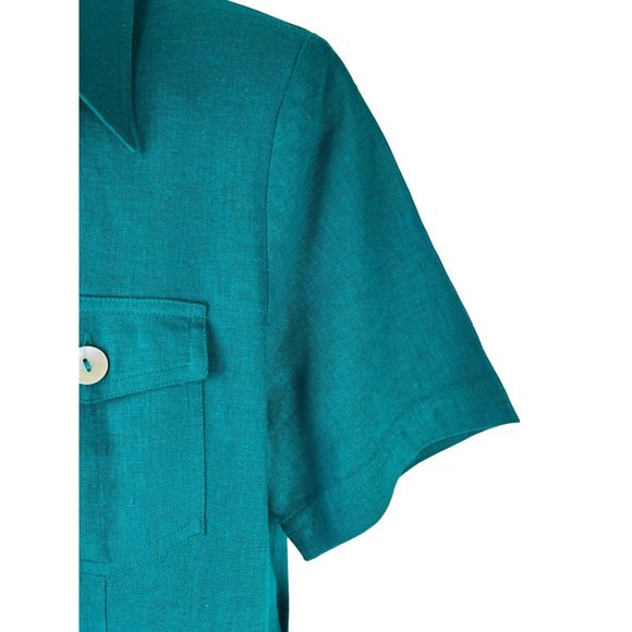 VTG 90's Robbie Bee Linen Blend Maxi Shell Button Front Dress, Women's Size 16 - Picture 10 of 16